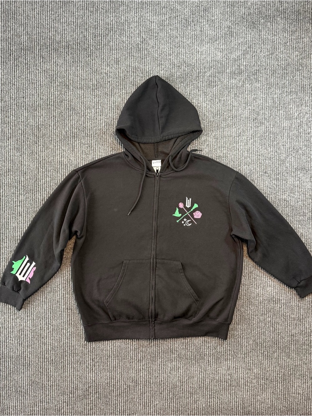 Wicked Broadway Musical Zip Up Hoodie Black Pink Green Embroidered XXL